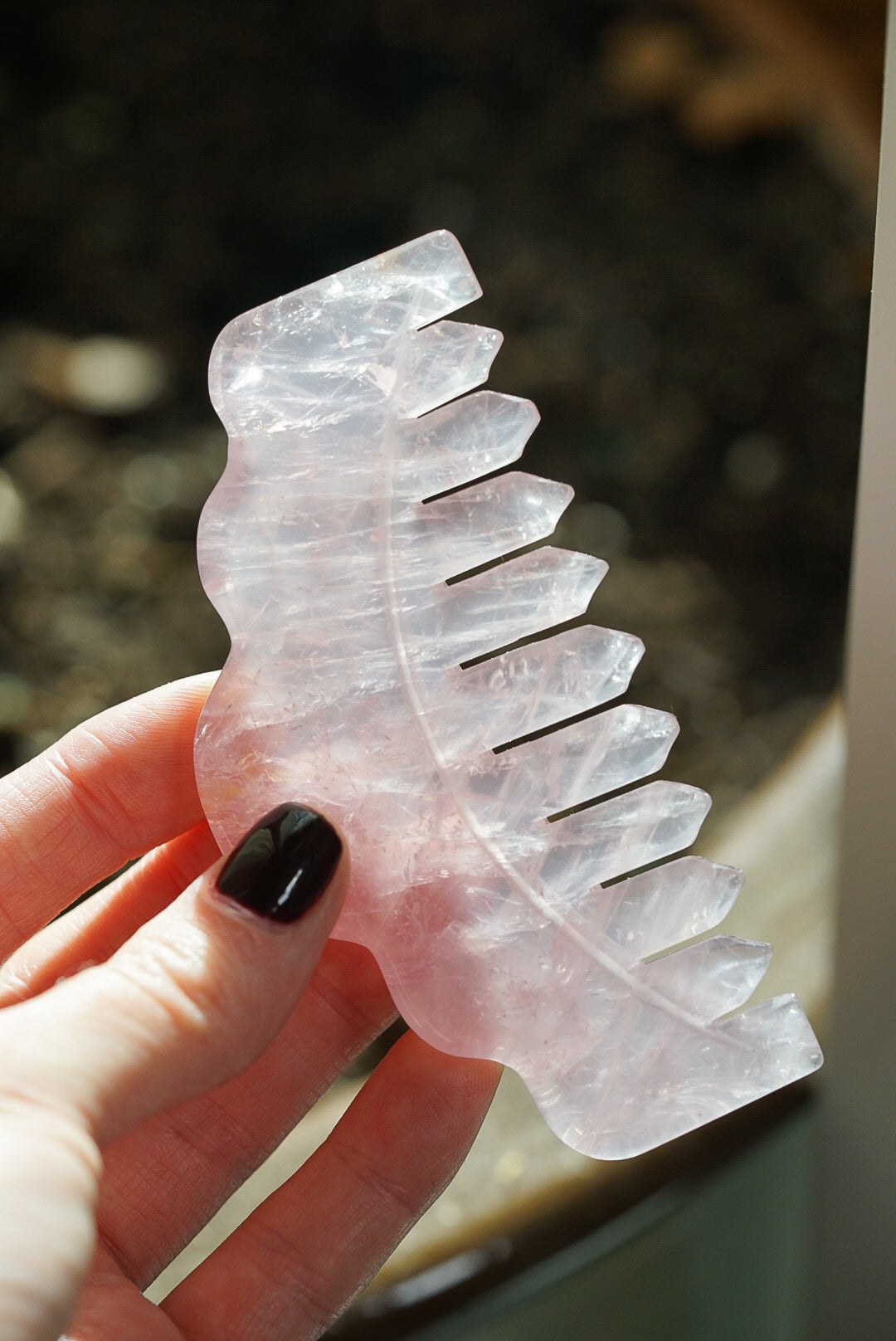 Rose Quartz Crystal Comb